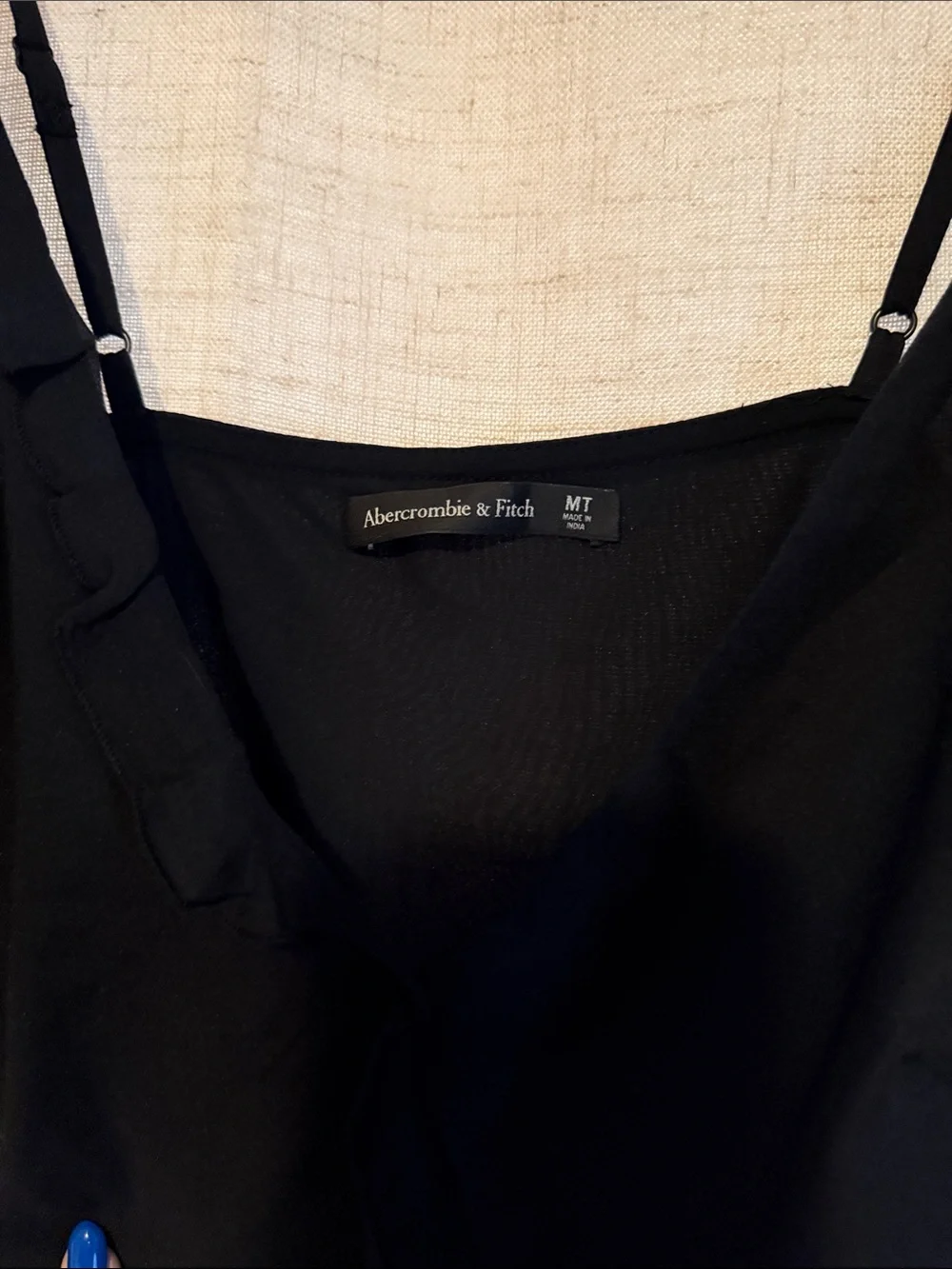 Abercrombie & Fitch Black Ruffle-Trim Maxi Slip Dress